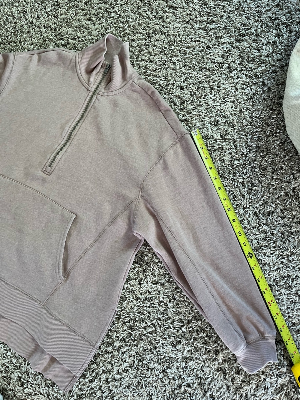 Z Supply Womens Quarter Zip Pullover Sweatshirt Mauve Pink Small Pocket Fleece - Picture 6 of 6
